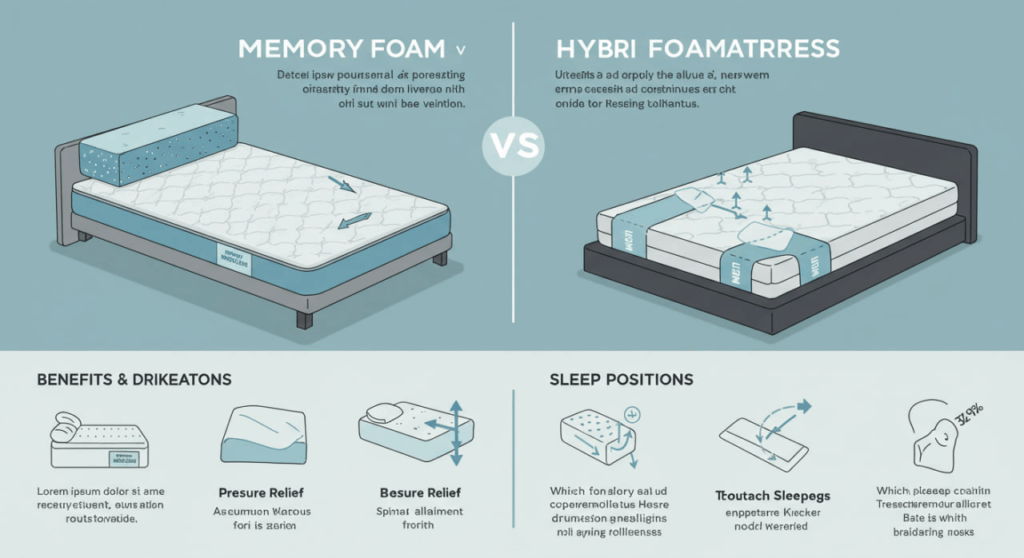 Memory Foam vs. Hybrid: Which Mattress Is Right for You? Memory Foam vs. Hybrid: Which Mattress Is Right for You?